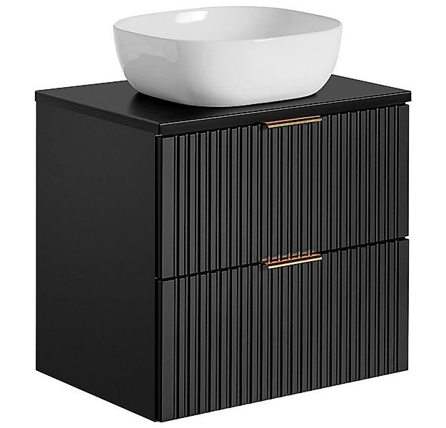 Lomadox Waschtisch ADELAIDE-56-BLACK, schwarz gerillt Waschbecken 2 Softclo günstig online kaufen