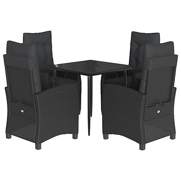 vidaXL 5-Tlg Garten-Essgruppe mit Kissen Schwarz Poly Rattan 3212744 günstig online kaufen