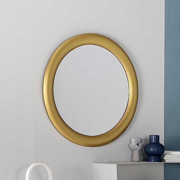 Runder Wandspiegel modern in Goldfarben 80 cm Durchmesser günstig online kaufen