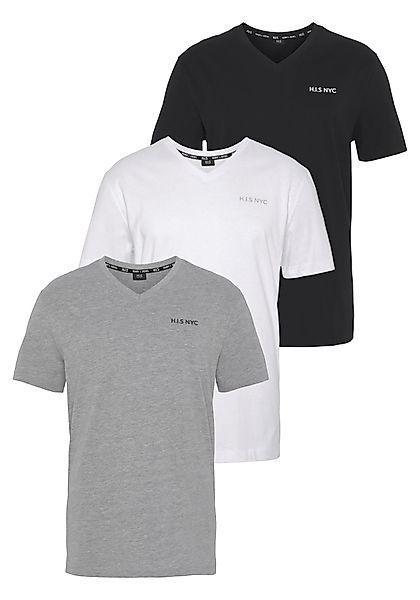 H.I.S V-Shirt (3-er Pack) Kurzarm, Slim günstig online kaufen