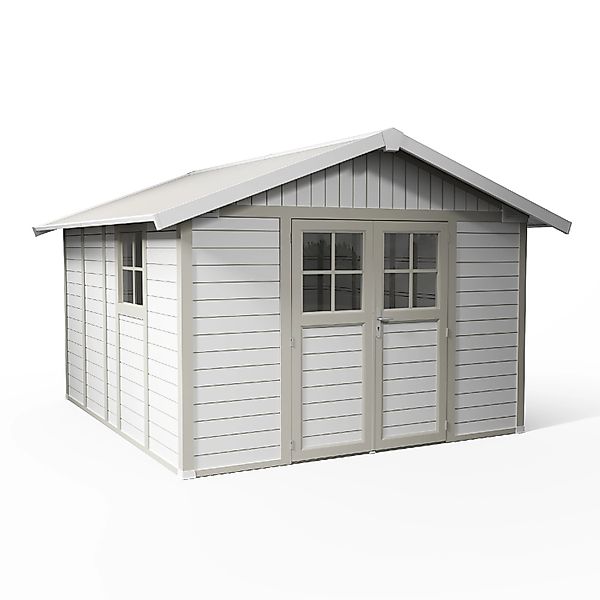 Grosfillex Kunststoff-Gartenhaus Deco H 11 Graugrün BxT: 315 cm x 355 cm günstig online kaufen