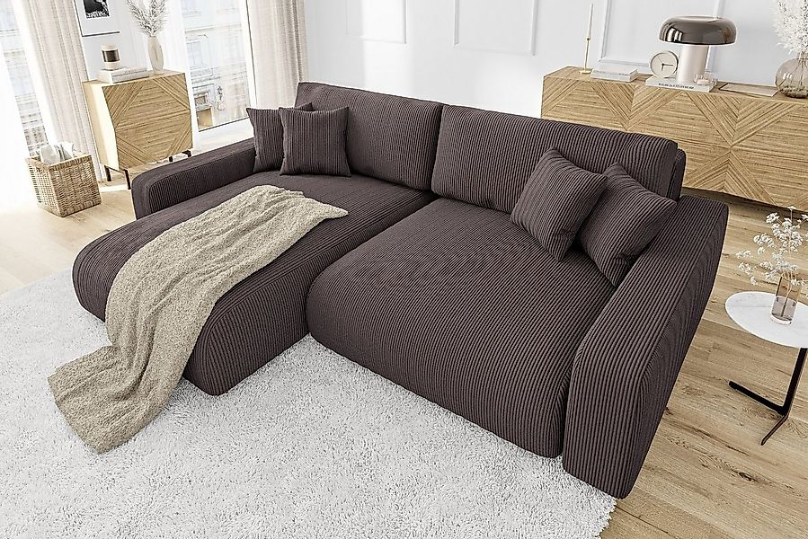 S-Style Möbel Ecksofa Emma mit Bettfunktion in Cord-Stoff, schöner Sitzkomf günstig online kaufen