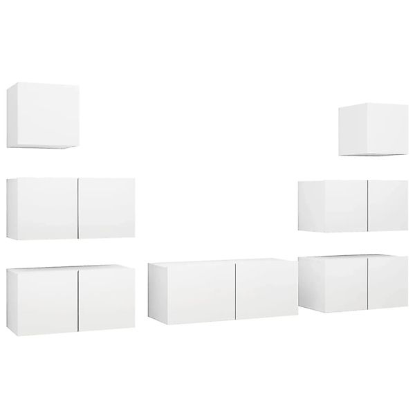 vidaXL 7-Tlg TV-Schrank-Set Weiß Holzwerkstoff 3078712 günstig online kaufen