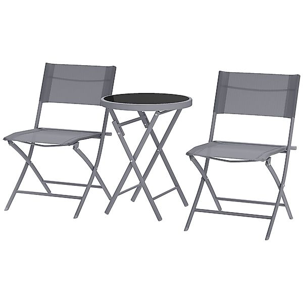 Outsunny 3-teiliges klappbares Bistro-Set aus Metall, 2 Stühle und 1 runder günstig online kaufen