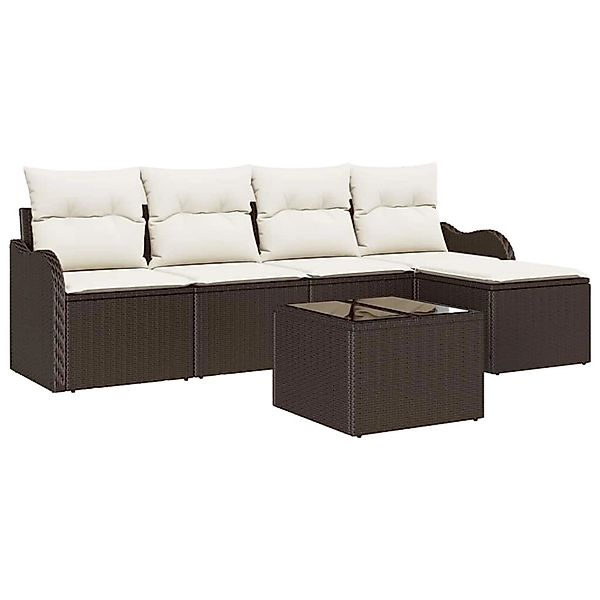 vidaXL Garten-Sofa-Set mit Kissen mit Speicher 6-Tlg Grau Poly Rattan 33543 günstig online kaufen