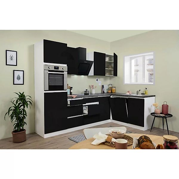Respekta Küchenblock Premium schwarz hochglänzend B/H/T: ca. 280x220,5x172 günstig online kaufen