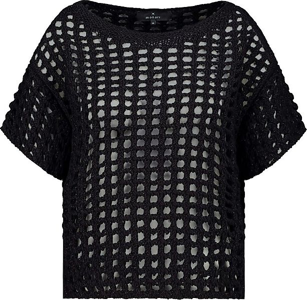 Monari Kurzarmshirt Ajour-Kurzarm-Pullover mit Lurex schwarz günstig online kaufen