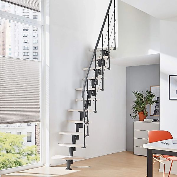 Treppen Intercon Raumspartreppe Alpha Mittelholmtreppe 11 Stufen Buche Weiß günstig online kaufen