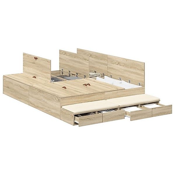 vidaXL Bett Stauraumbettgestell Sonoma Eiche Holzwerkstoff (1-tlg) günstig online kaufen