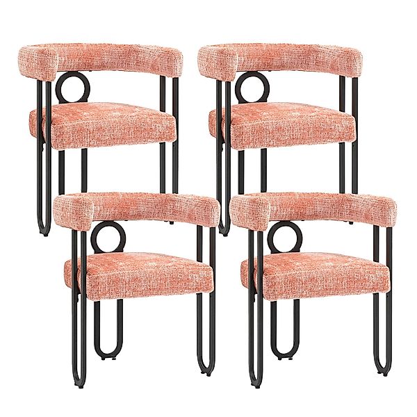 LVHOM Esszimmerstuhl Retro-Ring Metall 2-/4-/6er-Set, Chenille/PU günstig online kaufen