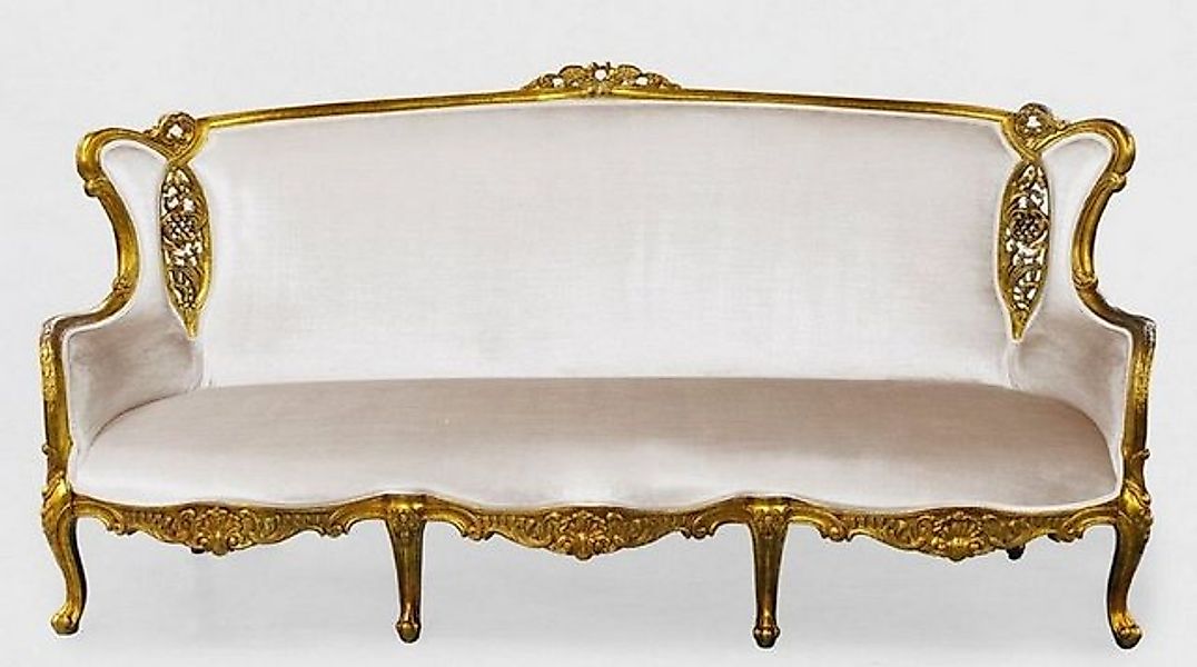 Casa Padrino Sofa Luxus Barock Sofa Weiß / Gold - Prunkvolles Wohnzimmer So günstig online kaufen