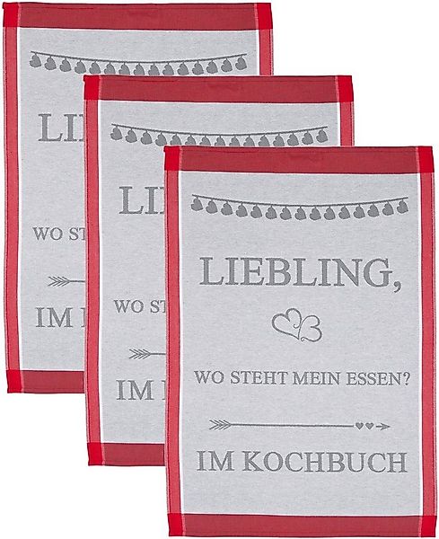 ROSS Geschirrtuch Liebling, wo steht mein essen… im Kochbuch, (Set, 3-tlg), günstig online kaufen