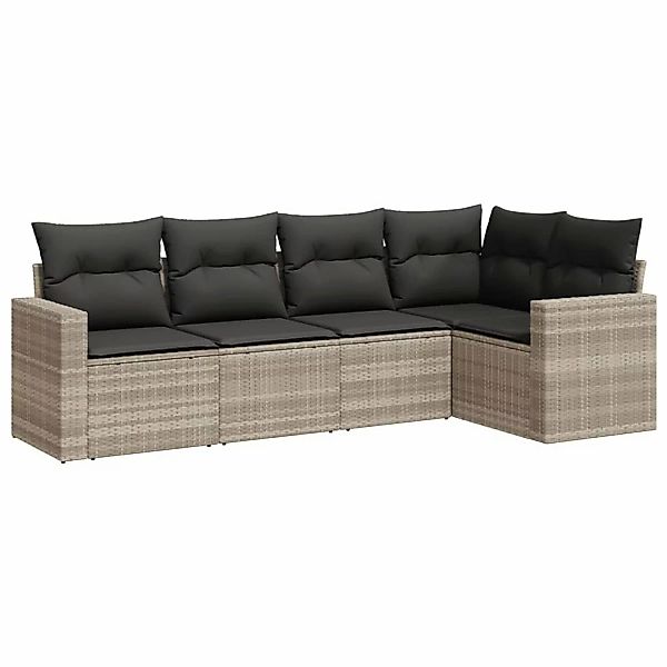 vidaXL 5-tlg Garten-Sofagarnitur mit Kissen Hellgrau Poly Rattan Modell 13 günstig online kaufen