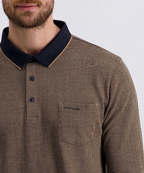 Pierre Cardin Langarm-Poloshirt mit Fischgratmuster günstig online kaufen