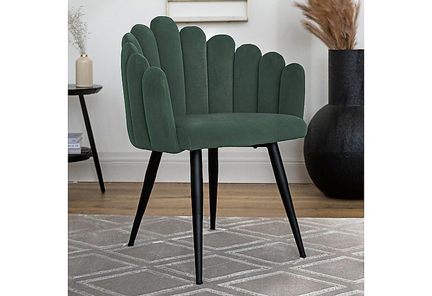 Qiyano Esszimmerstuhl Lani Stuhl mit Armlehne Muschel-Form Schminktisch Woh günstig online kaufen