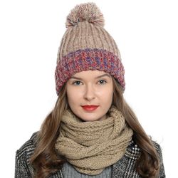 DonDon Beanie Damen Bommelmütze Strickmütze gefüttert günstig online kaufen