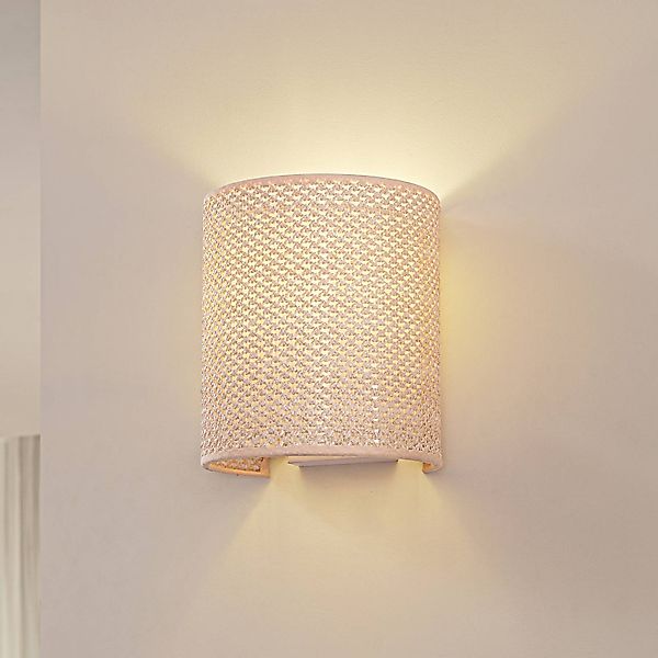 Lindby Wandleuchte Soula, 20 cm, beige, Kunststoff, E27 günstig online kaufen