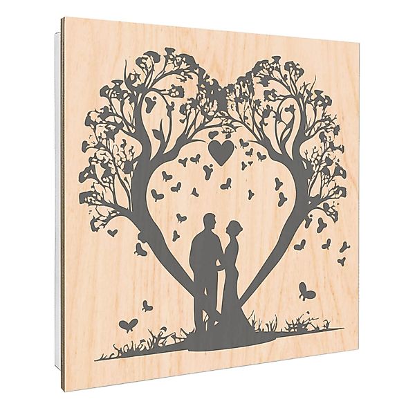 Banjado Schlüsselkasten mit Holzfront 30x30cm Weiß Scharnier Links 50 Haken günstig online kaufen