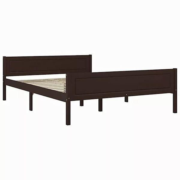 vidaXL Bettgestell Massivholzbett Kiefer Dunkelbraun 160x200 cm Doppelbett günstig online kaufen