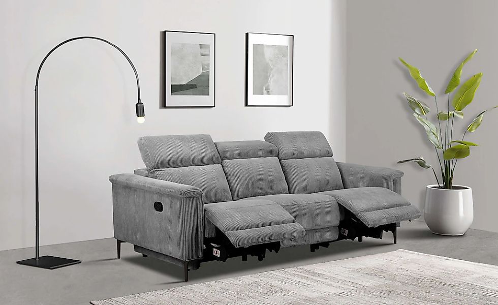 Places of Style 3-Sitzer "Lund Cord, mit manueller o. elektrischer Relaxfun günstig online kaufen
