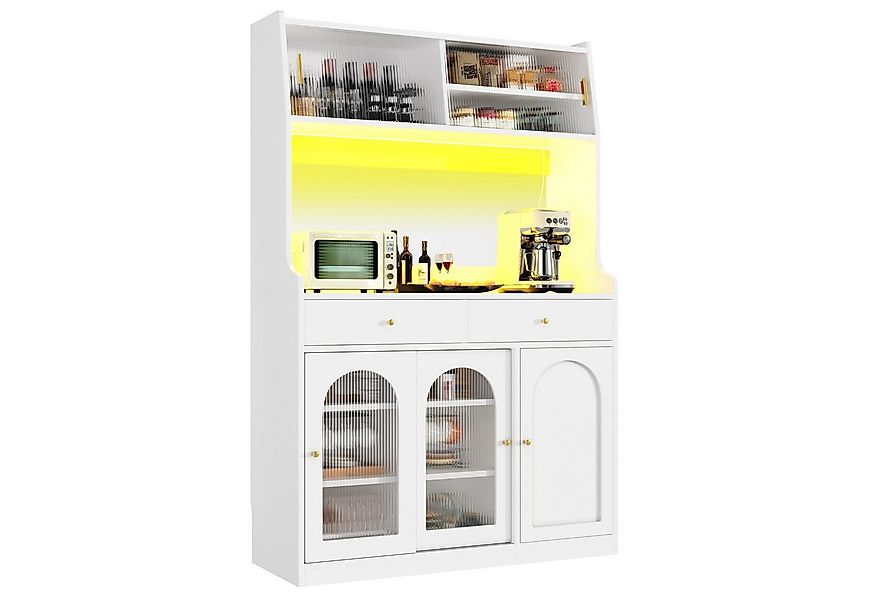 autolock Küchenbuffet Küchenschrank Hochschrank Vitrinenschrank mit LED-Bel günstig online kaufen