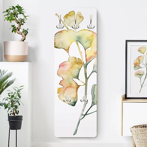 Wandgarderobe Holzpaneel Blumen Frauenhaarfarn I günstig online kaufen