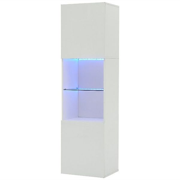 Gotagee Stauraumvitrine 45x35x160cm Hochglanzschwarze Vitrine mit LED-Beleu günstig online kaufen