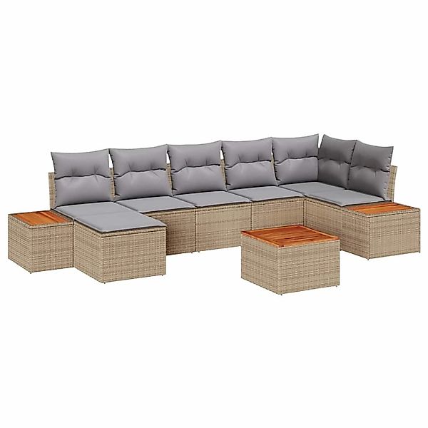 vidaXL Garten-Sofa-Set mit Kissen 8-Tlg Beige Poly Rattan 3348136 günstig online kaufen