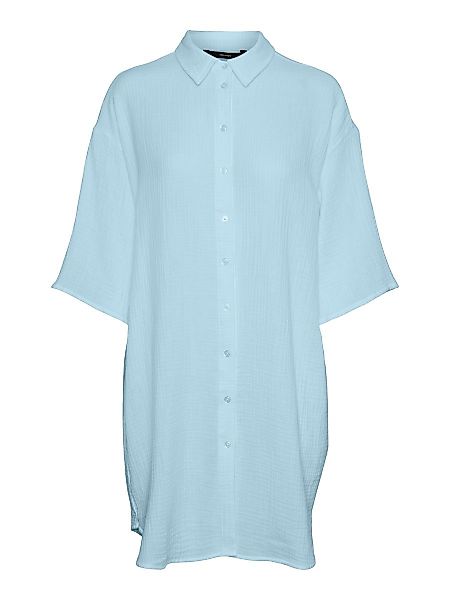 VERO MODA Langes Oversize Hemd Damen Blau günstig online kaufen