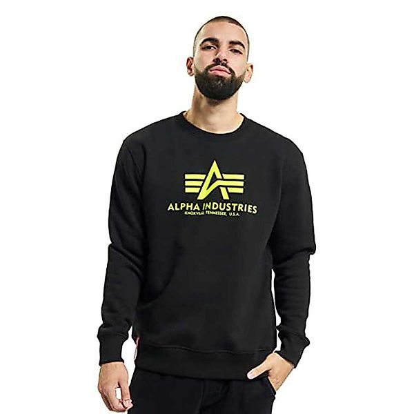 Alpha Industries Basic Neon Print Sweatshirt S Black / Neon Yellow günstig online kaufen