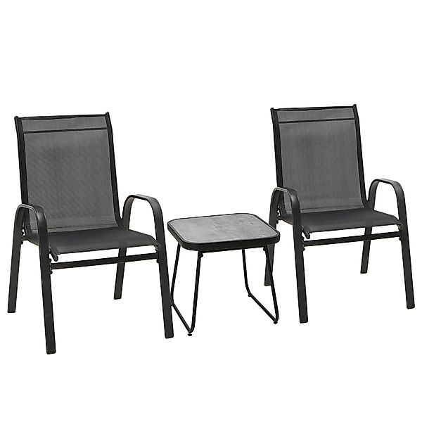 Outsunny 3-teiliges Gartenmöbelset aus Stahl mit 2 stapelbaren Stühlen und günstig online kaufen