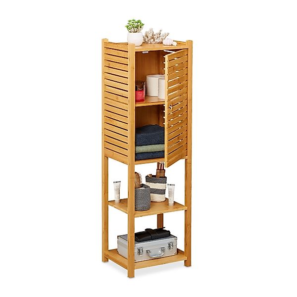 relaxdays Badregal Bambus mit Tür günstig online kaufen