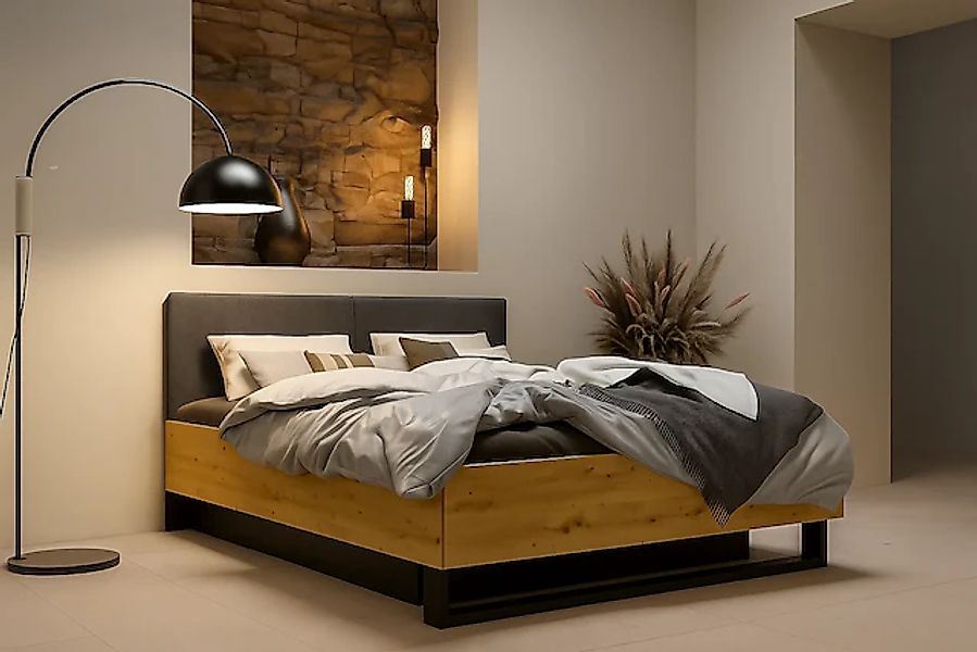 Home affaire Polsterbett »PERY Bettgestell 160x200 mit gepolstertem Kopftei günstig online kaufen