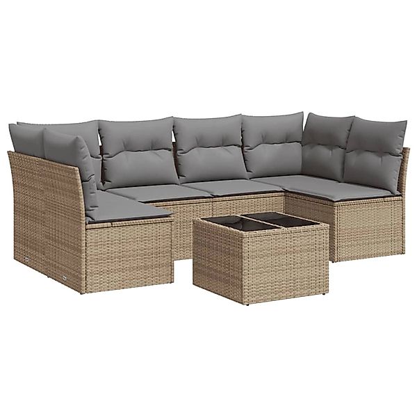 vidaXL Gartenlounge-Set 7-tlg. Garten-Sofagarnitur mit Kissen günstig online kaufen