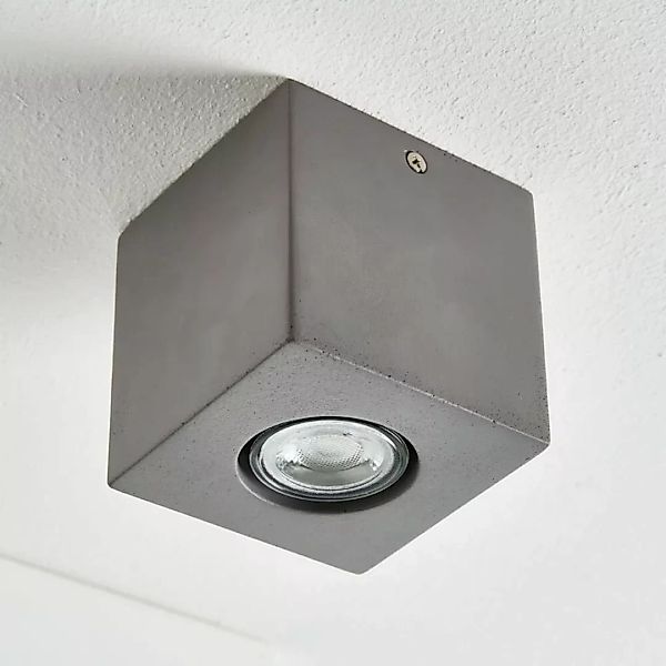 famlights | Deckenaufbauleuchte Luis aus Beton in Grau GU10 1 x 6 W günstig online kaufen