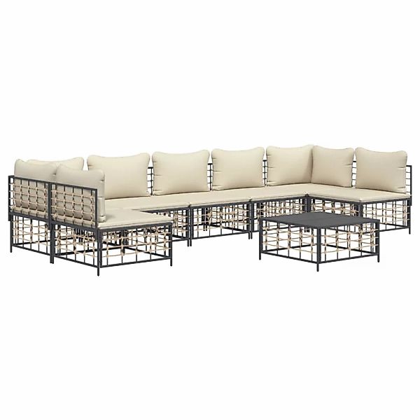 Vidaxl 8-tlg. Garten-lounge-set Mit Kissen Anthrazit Poly Rattan günstig online kaufen