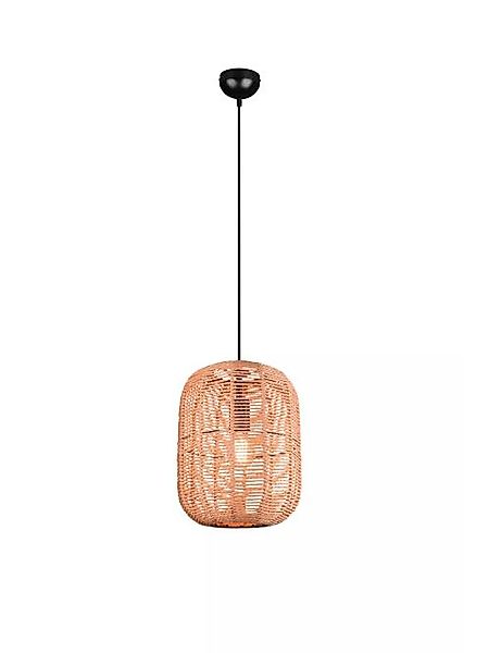 Pendelleuchte 1xE27 Braun 1 Stück Metall / Sisal Hellbraun günstig online kaufen