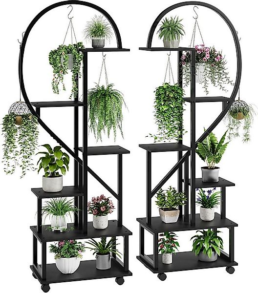 GarveeMore Pflanzentreppe 6 Etagen (2Stück) mit Rädern und 6Haken,Half Hear günstig online kaufen