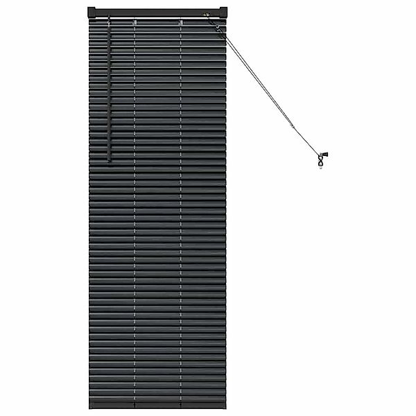 Rollo Fensterjalousie mit Vorhängen Schwarz Aluminium, günstig online kaufen