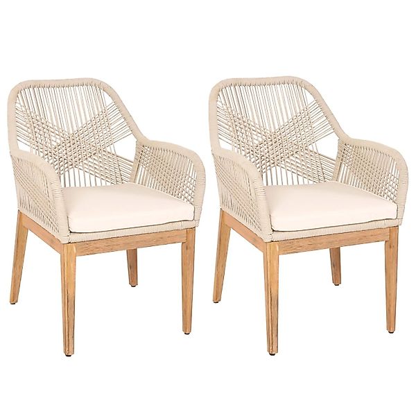 Proregal 2er-Set Gartenstuhl HxBxT 85x58x59 cm Sitzhöhe 47cm Wetterfest Sei günstig online kaufen