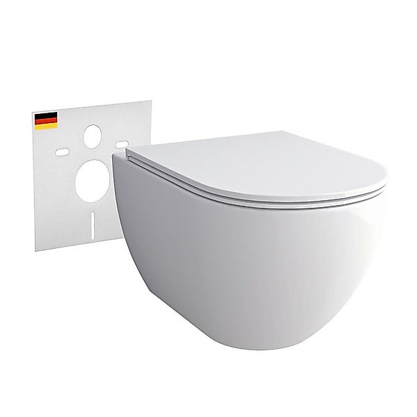 Alpenberger Tiefspül-WC Hänge WC - Wand WC Spülrandlos mit Toilettendeckel günstig online kaufen