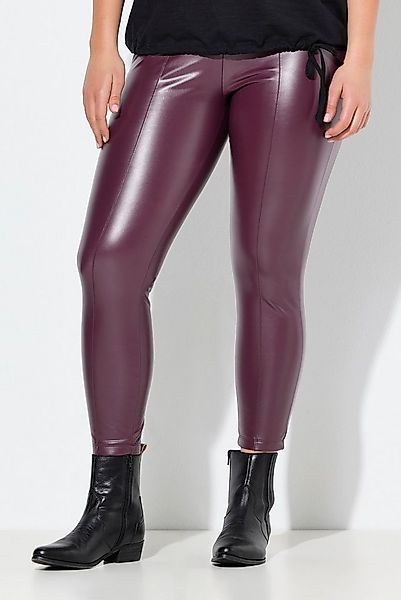 Ulla Popken Leggings Leggings Lederoptik schmales Bein Elastikbund günstig online kaufen