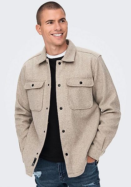 ONLY & SONS Langarmhemd ONSASH OVR WOOLEN LOOK PKT LS SHIRT NOOS günstig online kaufen