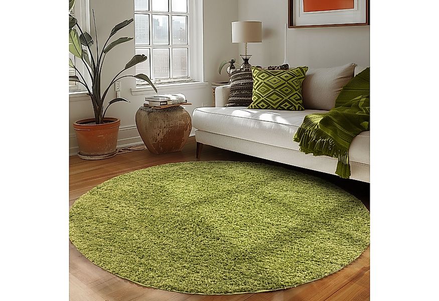 Carpettex Hochflor-Teppich Unicolor - Einfarbig, Rund, Höhe: 30 mm, Einfarb günstig online kaufen