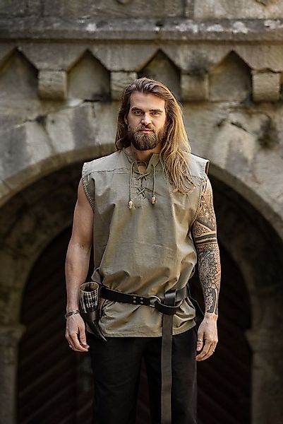 Leonardo Carbone Wikinger-Kostüm Ärmelloses Mittelalter- Schnürhemd "Jean" günstig online kaufen