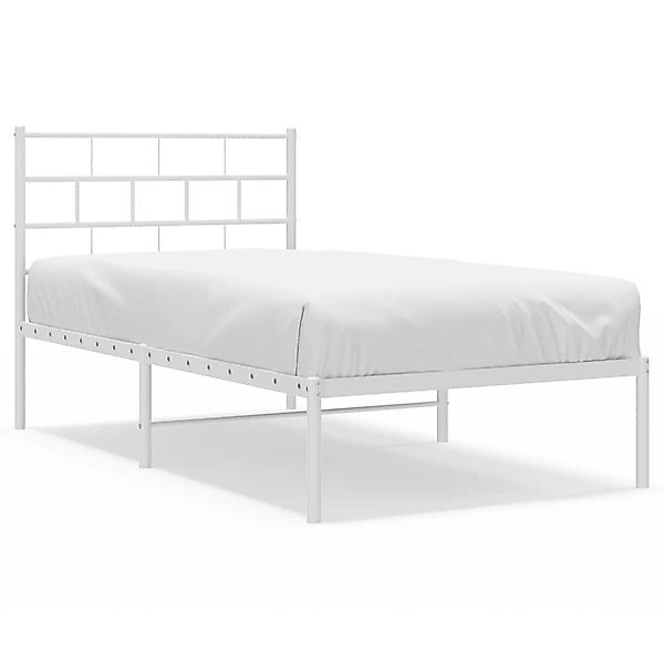 vidaXL Bettgestell mit Kopfteil Metall Weiß 100x200 cm 355703 günstig online kaufen