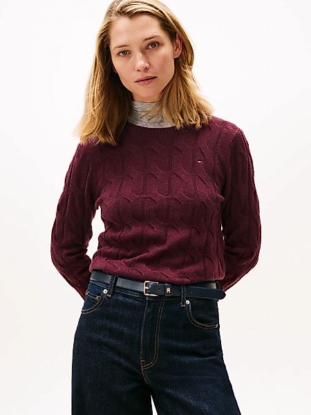Tommy Hilfiger Strickpullover "SOFT WOOL CABLE C-NK" Wolle, mit Zopfmuster günstig online kaufen