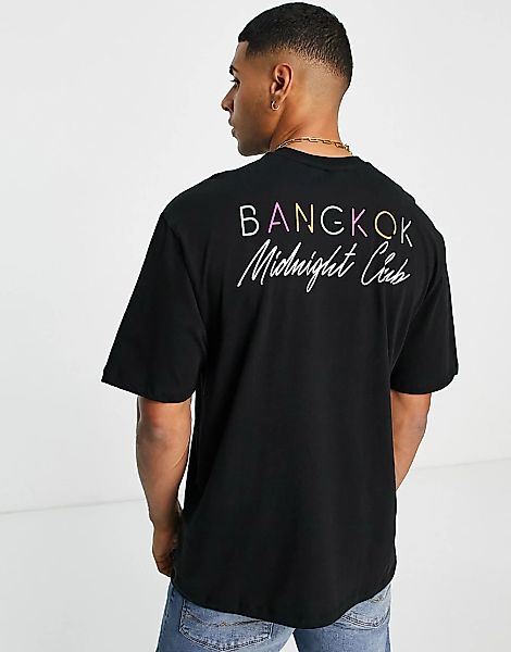 Only & Sons – Oversize-T-Shirt in Schwarz mit „Midnight Club“-Print günstig online kaufen