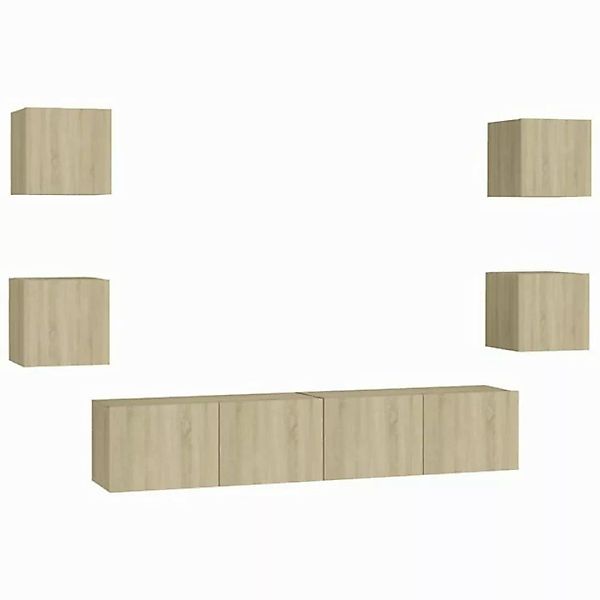 furnicato TV-Schrank 6-tlg. TV-Schrank-Set Sonoma-Eiche Holzwerkstoff (1-St günstig online kaufen