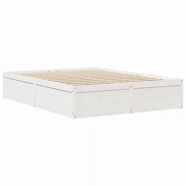 vidaXL Bett Massivholzbett Weiß 140x200 cm Kiefer günstig online kaufen